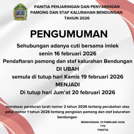 PANITIA PENGISIAN PAMONG DAN STAF PAMONG UMUMKAN PERUBAHAN JADAWAL PENDAFTARAN